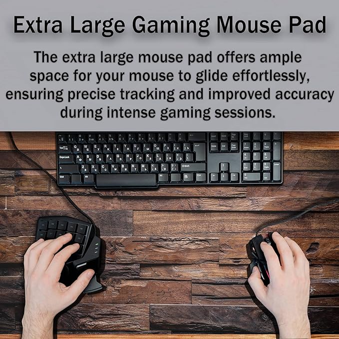 Gaming Mousepad Computer Desk Pad, Computer Desk Mats XXL Mouse Pad, Pc Gaming Mat Waterproof Non-Slip Rubber Base, 35.4" X 15.7" for Work/Game/Office Dark Wood, Vintage Natural Wooden Board