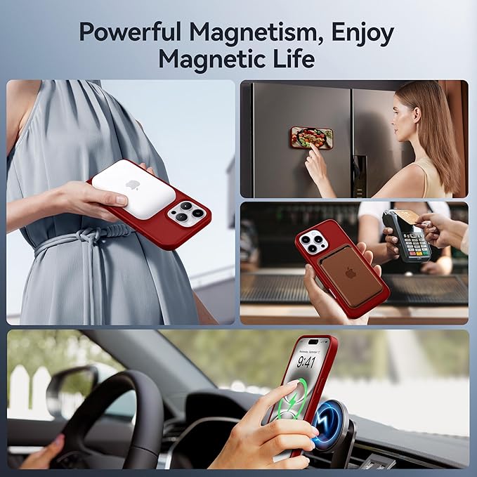 CASEKOO Ultra-Magnetic Stand for iPhone 16 Pro Max Case [Military Drop Protection] [Compatible with MagSafe] Shockproof Translucent Matte Slim Ring Holder Case for iPhone 16 ProMax 6.9", Red