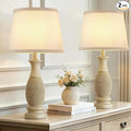 EJIAXIN Table Lamps Set of 2-21.6" Resin Farmhouse Bedside Lamps for Bedroom Living Room, Rustic Nightstand Bedroom Lamp with Rotary Switch for Night Stand End Table