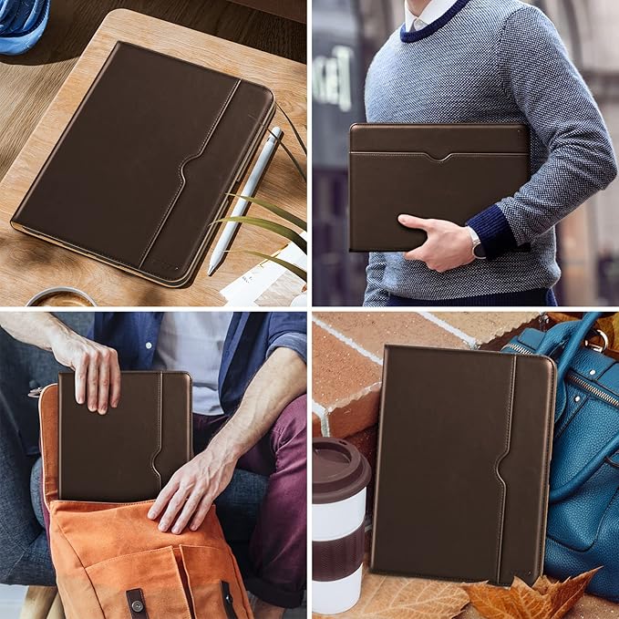 DTTO for iPad Pro 12.9 6th / 5th / 4th / 3rd Generation Case 2022/2021/2020/2018, Leather Folio Stand Cover with Built-in Apple Pencil Holder -Auto Wake/Sleep and Multi Viewing Angles, Dark Brown
