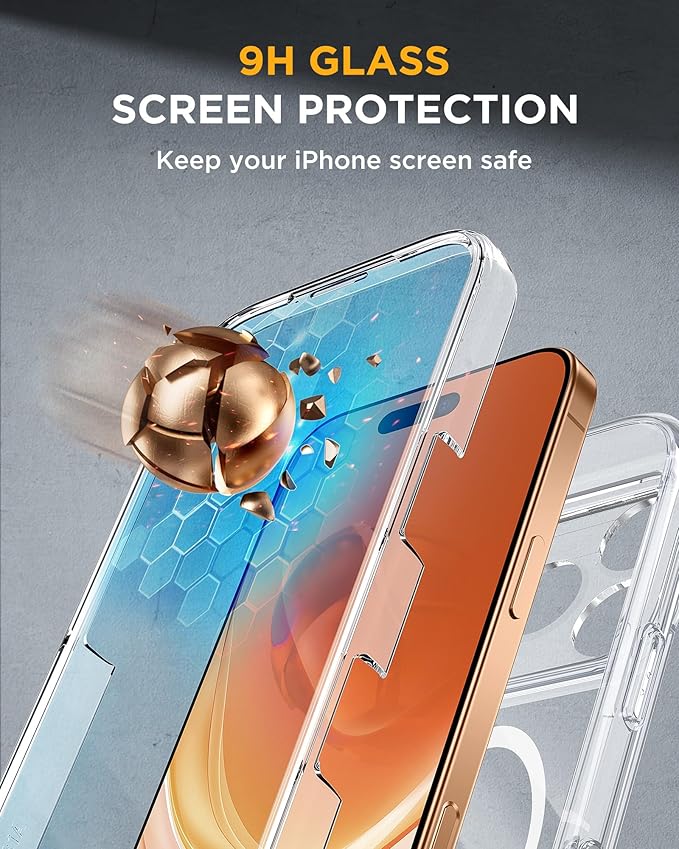 Miracase for iPhone 17 Pro Max Case 6.9" Full-Body Phone Case with Built-in Glass Screen Protector& Full Camera Protector,[Magnetic with MagSafe] Drop Proof 17 ProMax Cover, Clear