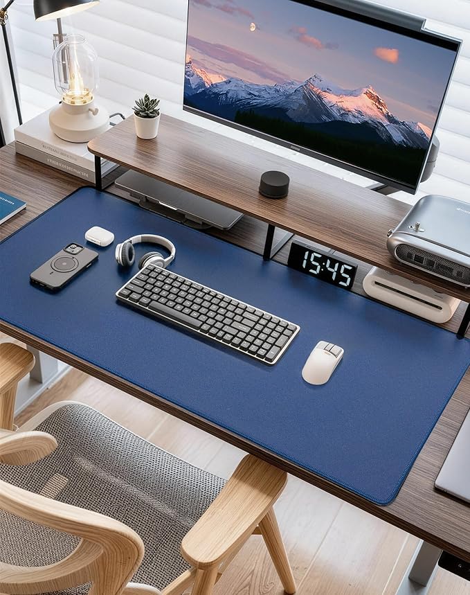Reniteco Waterproof Large Gaming Mouse Pad with Durable Stitched Edges, Non-Slip Rubber Base, Grainy Jacquard Mouse Mat Desk Pad for Home Office Gaming, 27.6"x11.8"x0.12", Matte Gray