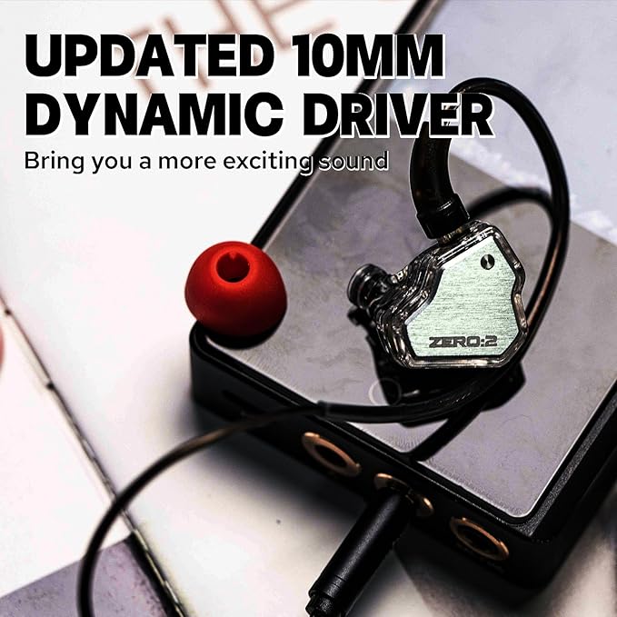 Linsoul 7Hz x Crinacle Zero:2 in Ear Monitor, Updated 10mm Dynamic Driver IEM, Wired Earbuds Earphones, Gaming Earbuds, with OFC IEM Cable for Musician (with MIC, Silver)