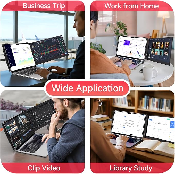 Ultra-Thin Laptop Screen Extender 14" - Dual Portable Monitor Lightweight 1080P IPS Second Extra Screen for Remote Work/Business/Travel/Home Office, Compatible with Windows/Mac/Chrome