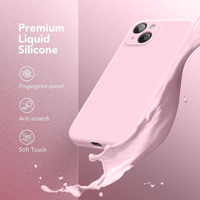 Magnetic for iPhone 14 Case, Compatible with MagSafe, [Full Camera Protection][Screen Protector] Silicone Shockproof Protective Phone Case for iPhone 14 6.1 inch, Chalk Pink