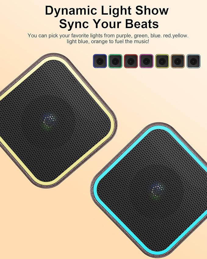 Portable Bluetooth Speaker, Wireless Speakers with LED Lights Built-in Mic Bluetooth 5.3, Portable Wireless Up to 10H Playtime, 8W Loud Sound Punchy Bass Small Speaker for Home/Party