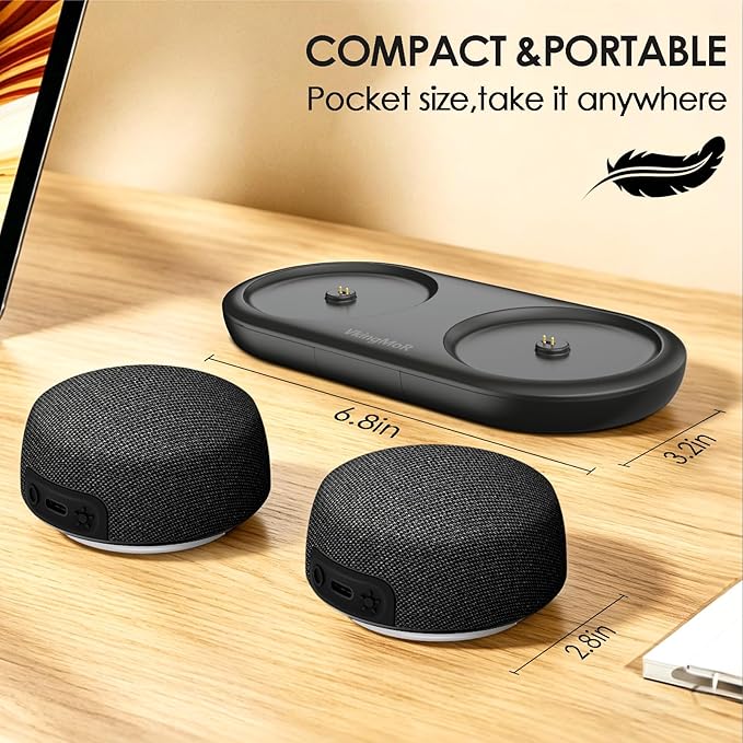 Dual Bluetooth Speaker Set with TWS Stereo & Magnetic Base – 10H Playtime, 3H with RGB Sync Lights On, Phone Stand, Wireless Speakers for TV Watching,Home Theater, Outdoor, Multi-Room