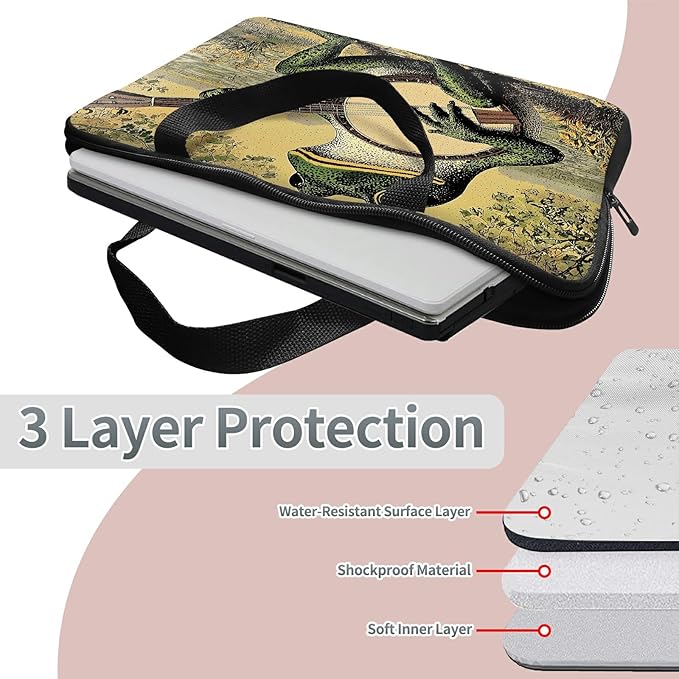 Universal Laptop Sleeve Tablet Case 12 inch, Music Frog Slim Carrying Case Handbag Travel Laptop Bag for Surface Pro 9 8 7/Laptop Go 2 3, MacBook Air 11/12