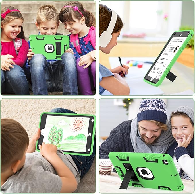 CCMAO iPad mini 5 Case 2019, iPad mini 4 Case 2015, Heavy Duty Shockproof Hybrid Protective Cover for iPad mini 5th/4th Generation 7.9 inch, Green+Black