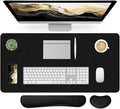 Leather Desk Pad, Black Desk Mat, Non-Slip Desk Protector Mat, Leather Desk Blotter, Computer Desk Pad, Waterproof Desk Mat for Home Office and Decor(31.5×15.7 Inches)
