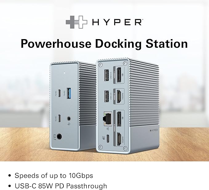 HyperDrive USB-C & Thunderbolt 4 GEN2 12-in-1 Docking Station, 100W PD for MacBook Pro/Air, iPad, PC, 4K USB C Triple Display, 10Gbps, Gigabit Ethernet