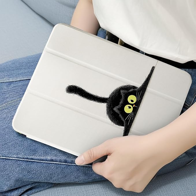 MrARTIST for for iPad Pro 11 Inch Case (M5/M4) 2025/2024 6th/5th Generation Case Cute for Women Girls Girly Kawaii Aesthetic Design for Apple Tablet Cover with Pencil Holder, Black Cat