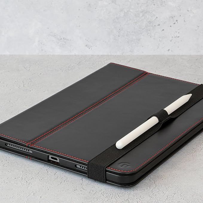 Casemade Real Leather Case Compatible with iPad 9.7” 5th/6th Gen (2017/2018) - Full-Grain Leather Cover, Auto Sleep/Wake, Dual Stand Position (Black)