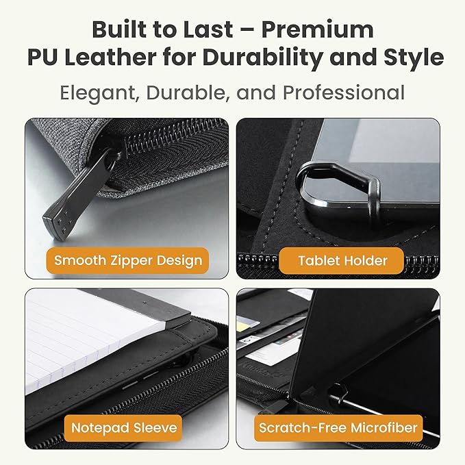 Universal Padfolio Case – Tablet Portfolio Organizer with Notepad Holder – Compatible with iPad 10th 11th Gen, iPad Pro 11, iPad 7 8 9 10.2 10.9 and 9.7 inches