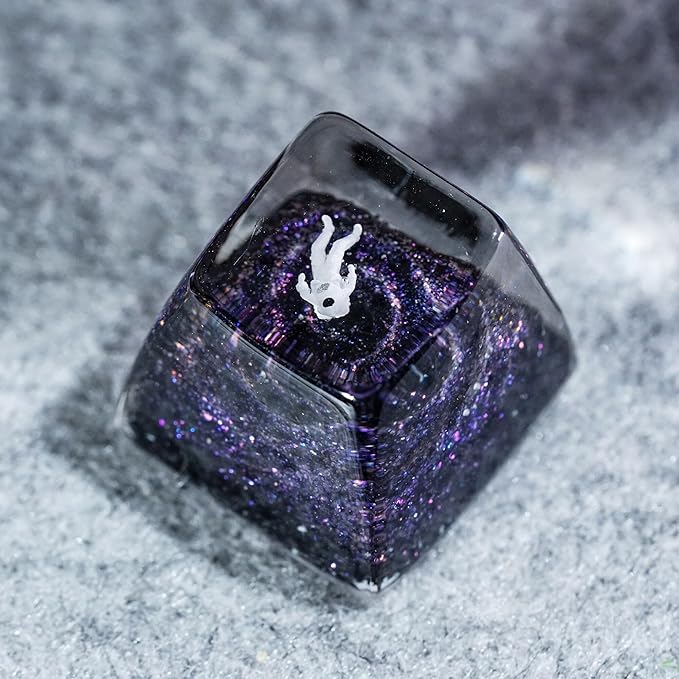 Purple Galaxy Swirl Astronaut Artisan Keycap R1 SA Profile Custom 1U ESC Astronauts Keycaps Handmade Gaming Resin Key Cap Cherry MX Switch Compatible Mechanical Keyboard Gift for Space Lover