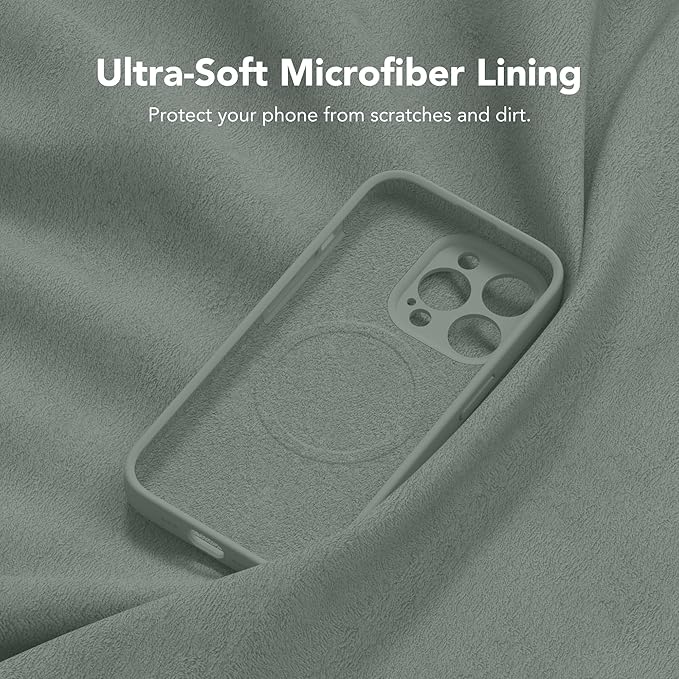Magnetic for iPhone 14 Pro Case, Compatible with MagSafe, [Full Camera Protection][Screen Protector] Silicone Shockproof Protective Phone Case for iPhone 14 Pro 6.1", Calke Green