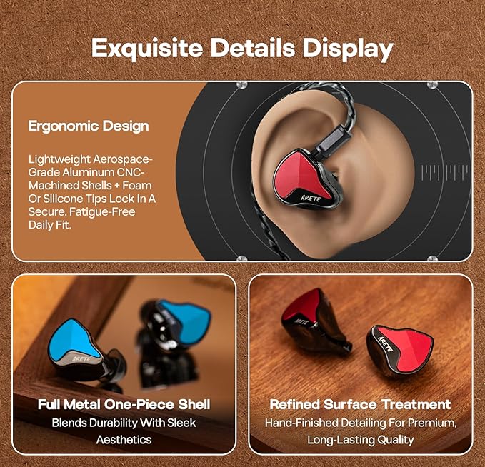 Linsoul ZiiGaat x Fresh Reviews Arete II IEM,2nd Gen 1DD+4BA Hybrid in Ear Monitor,Wired HiFi Earbuds,Full CNC Aluminum Shell Earphone with Detachable Silver-Plated OFC Cable for Musician (Blue)