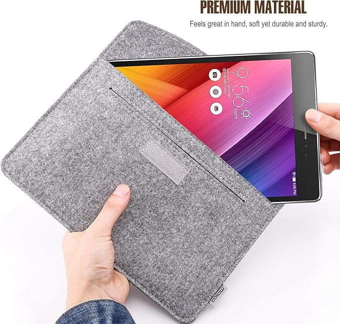 MoKo 7-8 Inch Sleeve Bag, Portable Carrying Protective Felt Tablet Case Cover Fits with iPad mini (A17 Pro) 8.3" 2024, iPad mini 6/5/4/3/2/1, Galaxy Tab S2, Tab A 8.0, ZenPad Z8s 7.9, Light Gray