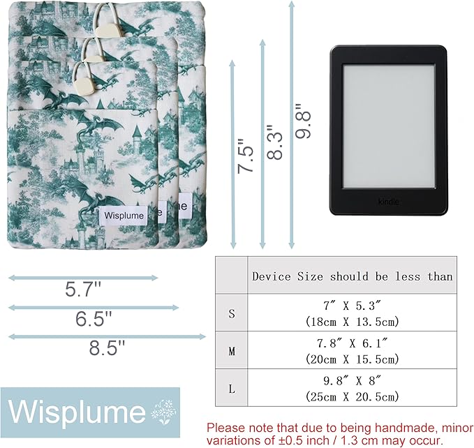 Padded eReader Sleeve Tablet Bag Pouch for Paperwhite, Colorsoft,Signature Edition, Voyage,Scribe/Kobo eReader,Dragon Book Protector for Paperbacks and Small Hardcovers (White, Medium)