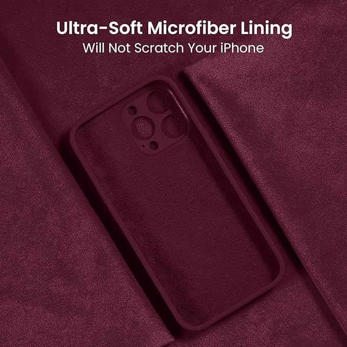 FireNova Designed for iPhone 15 Pro Max Case, Silicone Upgraded [Camera Protection] Phone Case with [2 Screen Protectors], Soft Anti-Scratch Microfiber Lining Inside, 6.7 inch, Plum