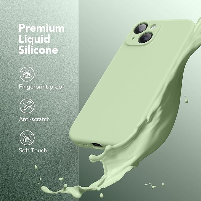 Magnetic for iPhone 14 Case, Compatible with MagSafe, [Full Camera Protection][Screen Protector] Silicone Shockproof Protective Phone Case for iPhone 14 6.1 inch, Matcha