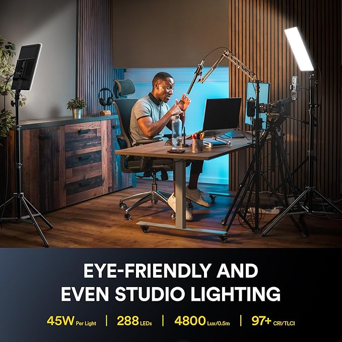 RAELNO PLV-S192 Led Video Light and VL-S300K LED Video Lighting Kit with Remotes anf Stands Phone Clip for Live Streaming Video Calls Photography