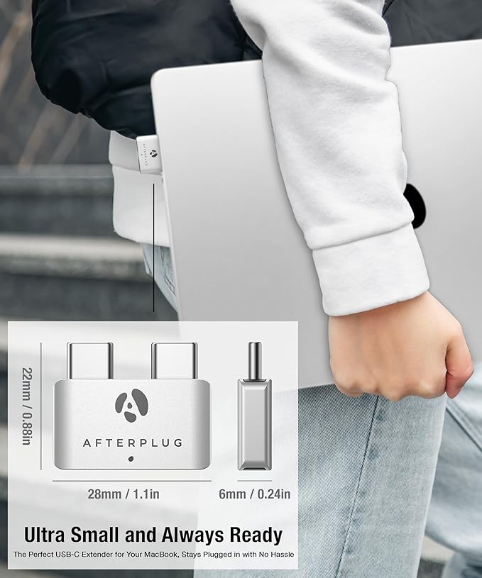 Dual USB‑C Extender for MacBook with Case, 2-Port Pass‑Through Adapter for Thunderbolt 5/4/3 & USB4 – 240W PD, 8K Video, 80Gbps Data - Midnight