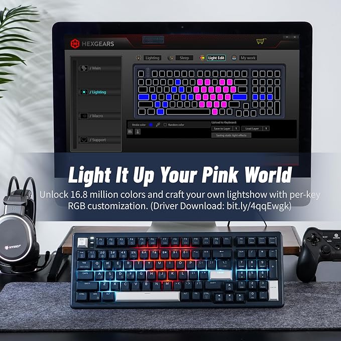 Hexgears E4Pro Wireless Creamy Mechanical Keyboard with Number Pad, Hot Swappable Custom Keyboard with Wrist Rest,Pre-lubed Tactile Switches,Gasket Structure,RGB Backlit Gaming Keyboard (Dark Blue)