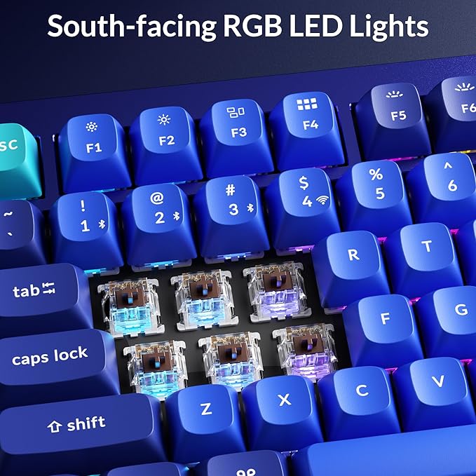 Keychron Q1 RGB Wired Custom Mechanical Keyboard, 75% Layout RGB Backlight with Hot-swappable Gateron G Pro Brown Switch Double Gasket Compatible with Mac Windows Linux (Blue) -Version 2