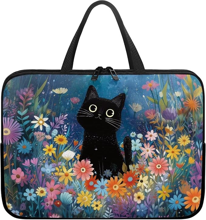 Art Cat Shockproof Portable Laptop Sleeve Case 10 Inch for Men and Women Neoprene Cover Soft Carrying Travel Case Fit Dell Lenovo Toshiba HP Chromebook (Whimsical Floral)