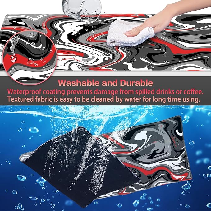 Canjoy Gaming Mouse Pad, Fluid Pattern Mouse Pad 31.5x11.8inch Large Extended Computer Mouse Mat Keyboard Full Desk Mousepad for Gaming, Office, Home