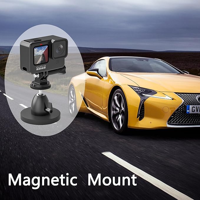 Magnetic Camera Mount with 360 Magnetic Stand, Attaches to Steel Surfaces for Action Camera, Car Mount, Light Stands & Tripods
