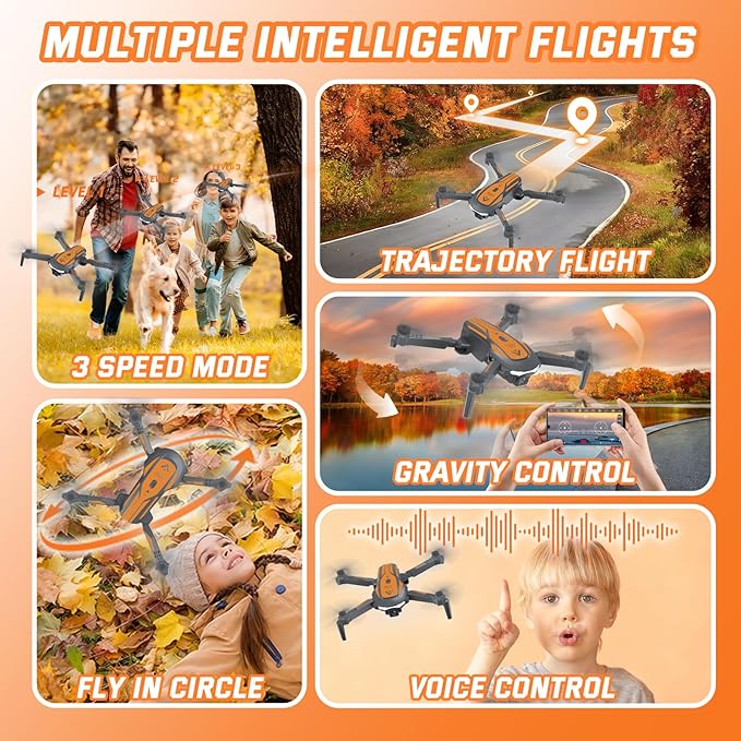 Drone with Camera for Kids Adults, Mini Foldable FPV Drones Remote Control Helicopter, RC Quadcopter with 1080P Live Video Camera, Gestures Selfie, One Key Start,2 Batteries, Toys/Gifts for Boys Girls
