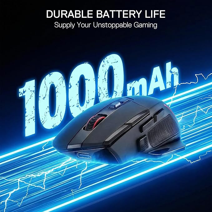 Redragon M925 PRO Wireless Gaming Mouse, 26,000 Max DPI Optical RGB Gaming Mice with 10 Programmable Buttons, Ergonomic Natural Grip Build, Software Supports DIY Keybinds & DPI, Black