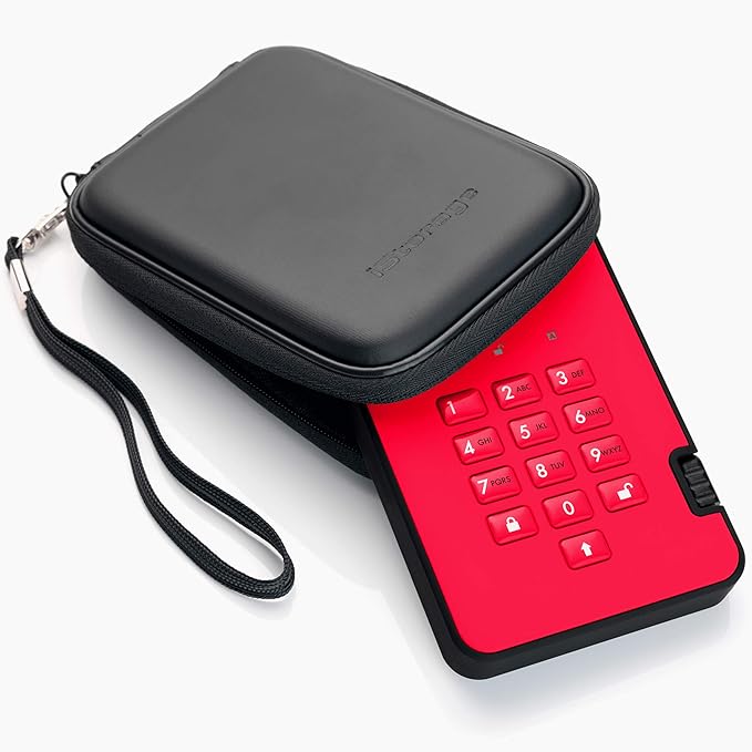 iStorage diskAshur2 HDD 3TB Red | Secure portable hard drive | Password protected | Dust & water resistant | Hardware Encryption