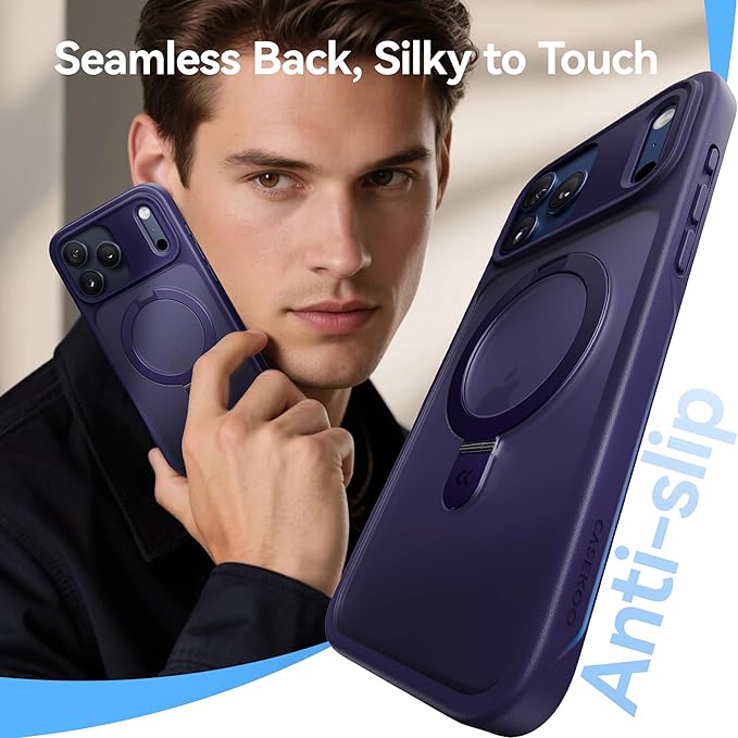 CASEKOO Ultra-Magnetic Stand for iPhone 17 Pro Max Case [Military Drop Protection] [Compatible with MagSafe] Shockproof Translucent Matte Slim Ring for iPhone 17 Pro Max Phone Case 6.9", Purple