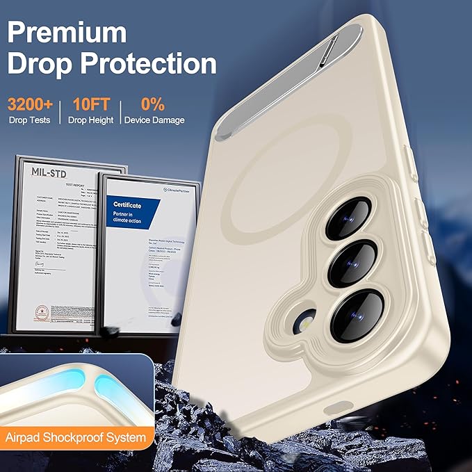 Magnetic for Samsung Galaxy S26 Case, [Compatible with MagSafe][Full Camera Protection][Built-in Invisible Kickstand] Translucent Matte Phone Case for S26 6.3" - White