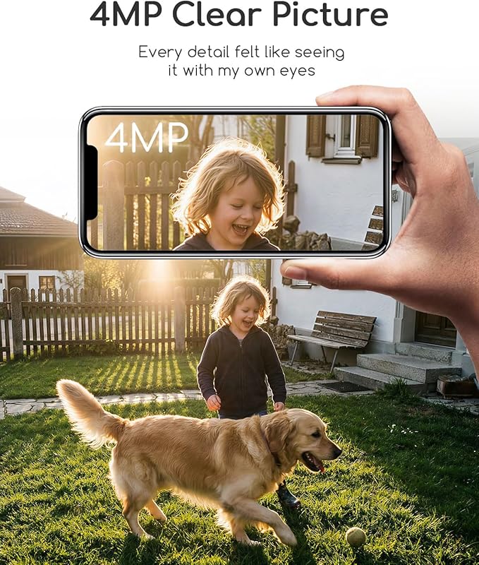 COOAU 4MP Security Cameras Wireless Outdoor, Faster Charging Solar Powered, Sharper-Image Outdoor Camera Wireless,No Subscription,PIR Detection,Surveillance System for Wide-Area Whole-House Coverage
