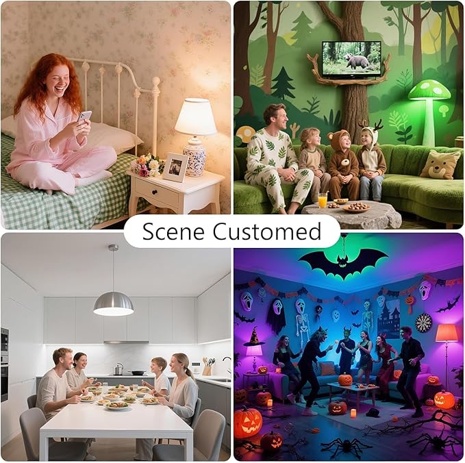 DAYBETTER Smart Light Bulbs, RGBCW Color Changing Smart Bulb Compatible with Alexa & Google Home,Preset Scene, Music Sync, A19 E26 2.4G WiFi Bluetooth Dimmable LED Bulbs, 60W Equivalent, 800LM, 4 Pack