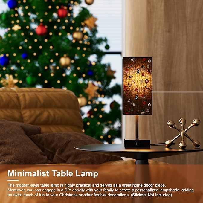 Table Lamp for Bedroom, 3 Way Dimmable Touch Bedside Lamp, Small Lamp with 2 USB C+A Charging Ports, Black Nightstand Lamps for End Table, Living Room, Desk, Bulb Included