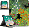 Rotating iPad Air 11-inch Case M4/M3/M2, Case for iPad Air 5th/4th Generation 10.9 Inch,360 Degree Swivel Multi-Angle Adjustable Stand with Pencil Holder for iPad Pro 11-inch case Flowers Garden Cat