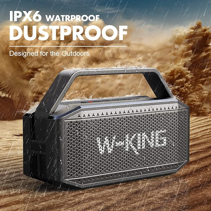 W-KING Loud Bluetooth Speaker, 100W Max IPX6 Portable Outdoor Speakers Bluetooth Wireless/60W Deep Bass Radiator/2 Subwoofer/2 Pairing/40H/TF/AUX/EQ, IPX6 Party Big Large Waterproof Speaker Boombox