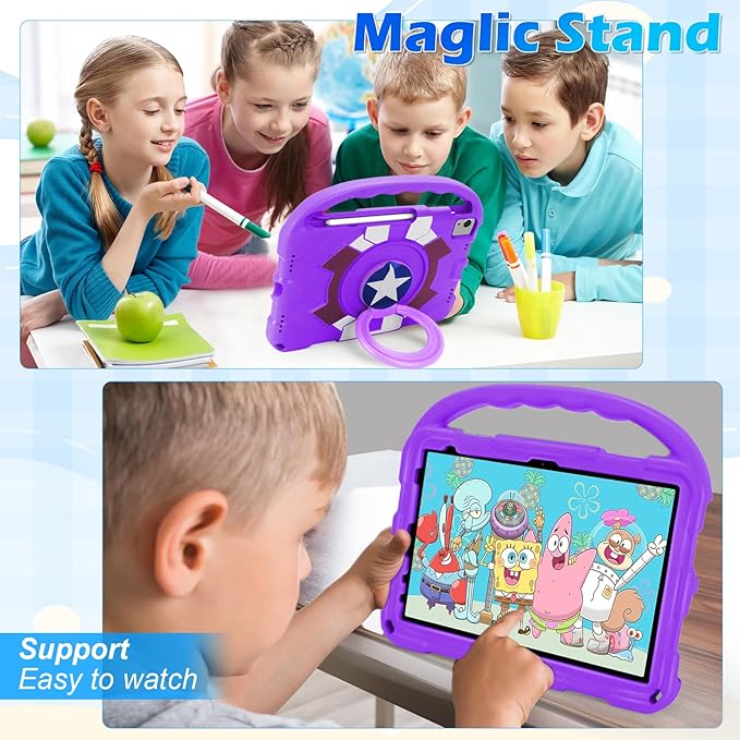 Case for iPad Air 11-inch M3 (2025) / M2 (2024), iPad Air 5th (2022) / 4th Generation (2020) 10.9 Inch, Fully-Body Rugged Heavy Duty Shockproof Case with Kickstand for Kids (Light Purple)