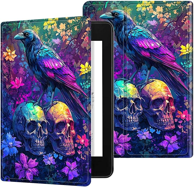 for Case for 6" Kindle 10th Generation 2019 Release (Model No J9G29R) E-Reader Case, Slim Kickstand Stand Leather Smart Cover with Auto Wake/Sleep, Skull Purple Eagle