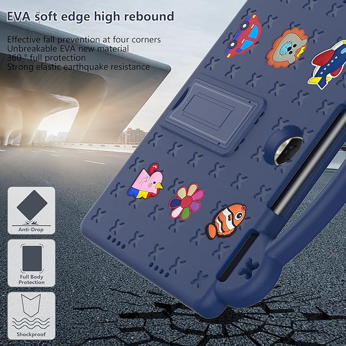 AKABEILA Compatible with Honor Pad 9 2023 12.1 inch Tablet Case, Kids Friendly Universal Lightweight Shockproof Protective Case with Shoulder Strap & Stand Handle Navy Blue