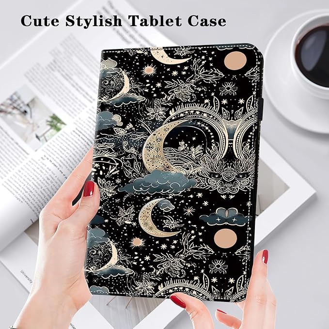 Case for iPad Air 13 inch (M4/M3/M2) 2026/2025/2024, PU Leather Stand Shockproof Cover with Pen Holder & Card Slots - Moon
