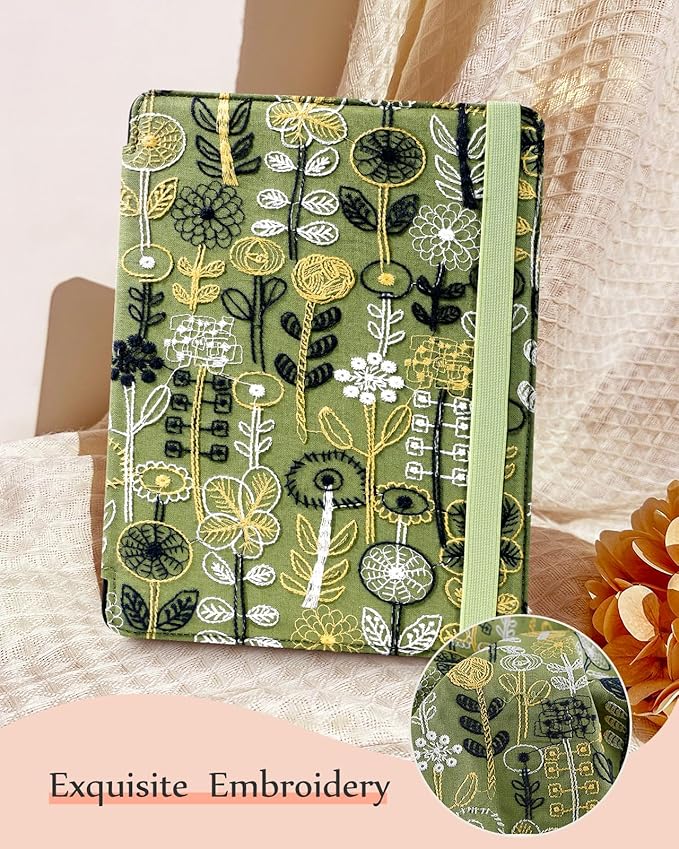 Uppuppy for iPad 9th/8th/7th Generation Case 10.2'' - for Women Girls Cute Embroidered Folio Stand Cover with Pencil Holder & Card Slot Kawaii Girly Forest Design Aesthetic Cases for iPad 7th/8th/9th