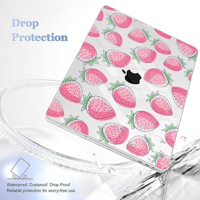 May Chen for MacBook Pro 16 inch A2141 2020 2019 Release, Screen Protector & Keyboard Cover Plastic Soft-Touch Case for MacBook Pro 16-inch with Touch Bar & Touch ID - Strawberry