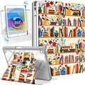 Uppuppy for iPad 9th/8th/7th Generation Case for iPad Air 3rd/ Pro 10.5” Case - 360 Rotating Stand Folio Smart Cover with Pencil Holder for Women, Flower Bookshelf for Apple Tablet 7/8/9 Gen 10.2”