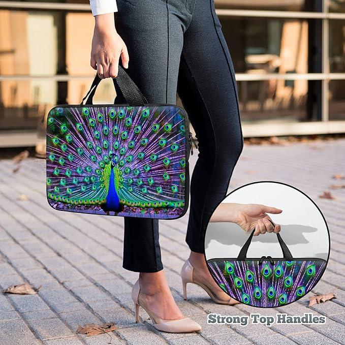 Universal Tablet Laptop Sleeve Case 10 inch, Peacock Slim Carrying Case Travel Laptop Bag Durable Handbag for 7 to 10-inch Laptops/Notebook/Kids Tablet/ipad/eBook Readers